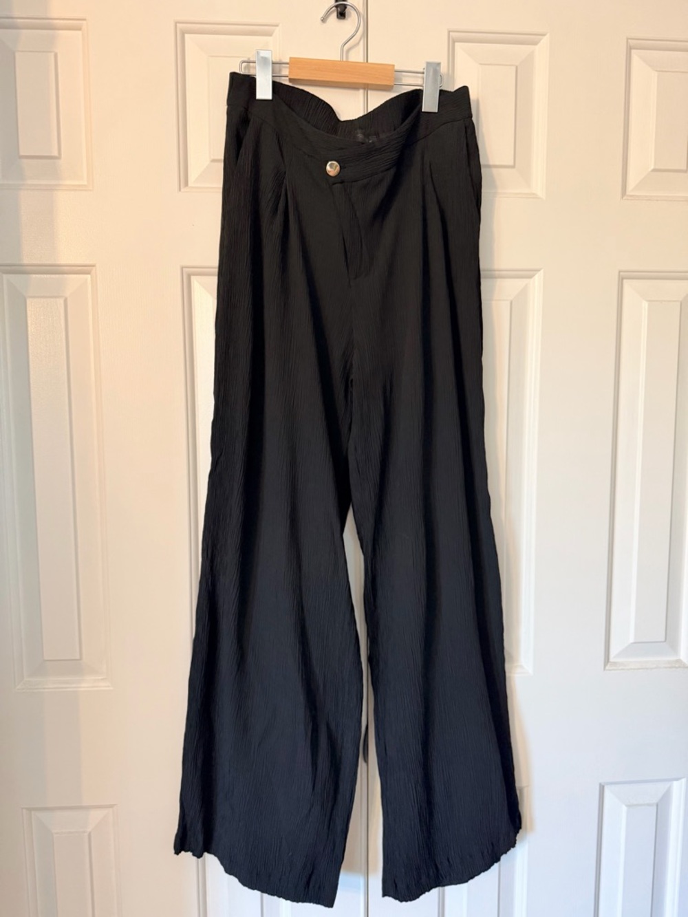 Zara Black Cross Waist Wide Leg Pants Size Large